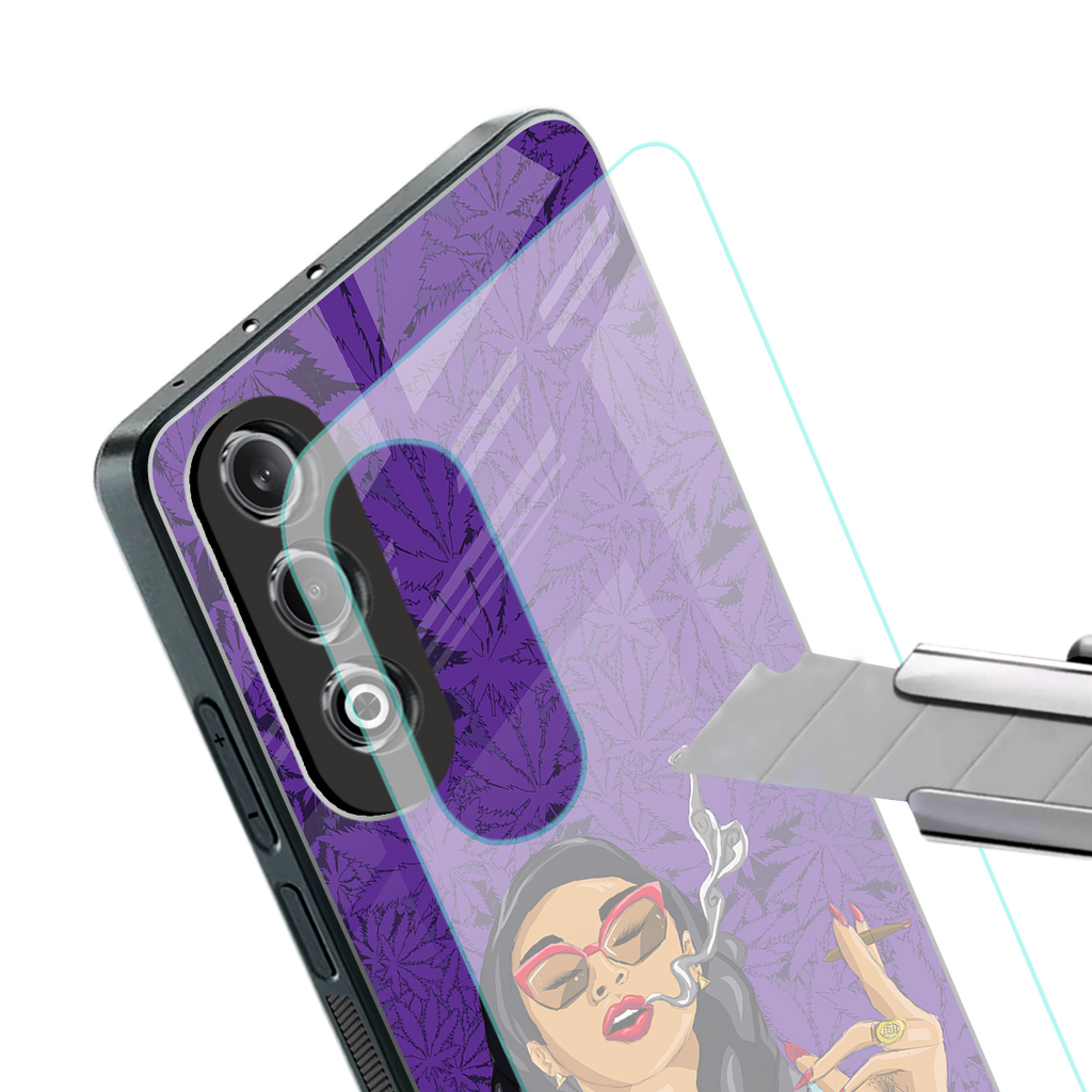 purple smoke back phone cover | glass case for oneplus nord ce 4