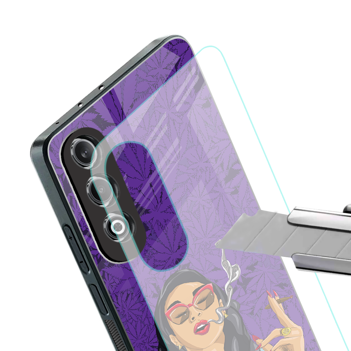 purple smoke back phone cover | glass case for oneplus nord ce 4