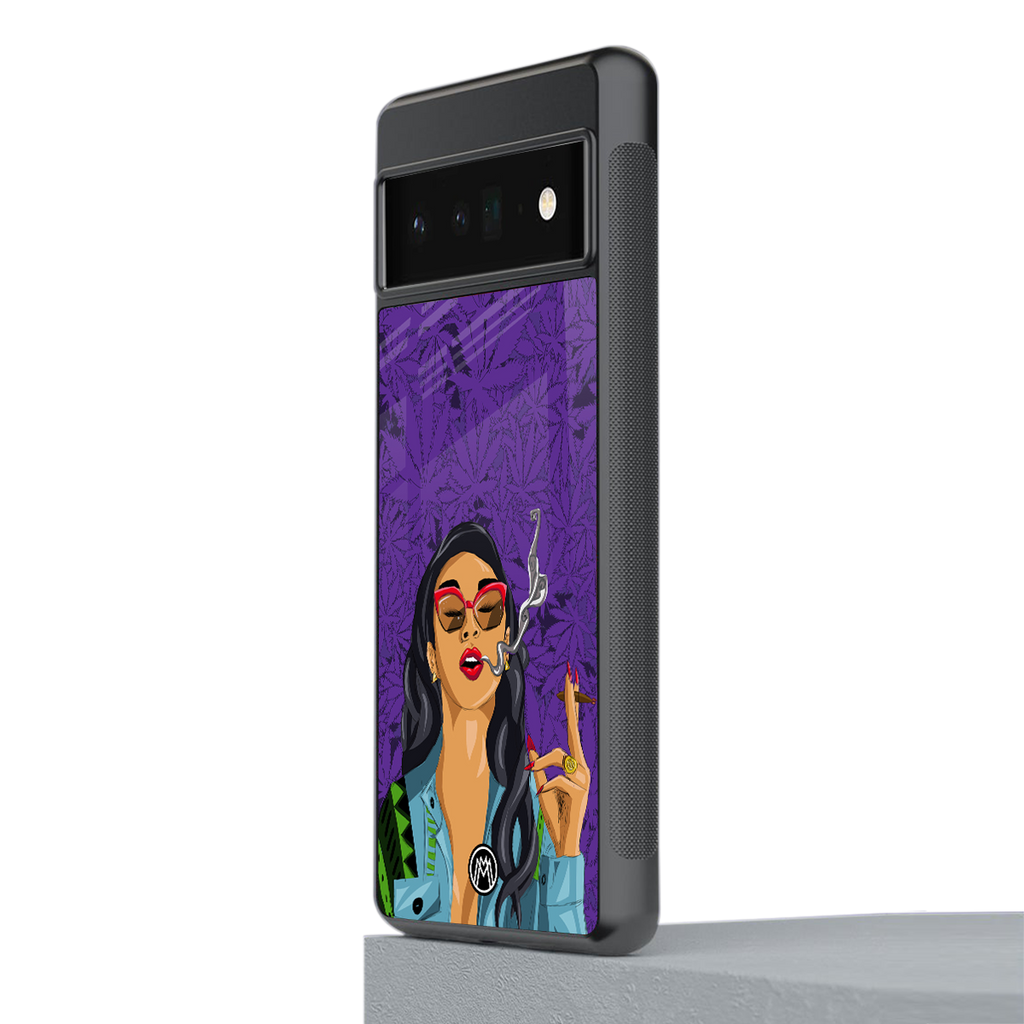 purple smoke back phone cover | glass case for google pixel 6 pro