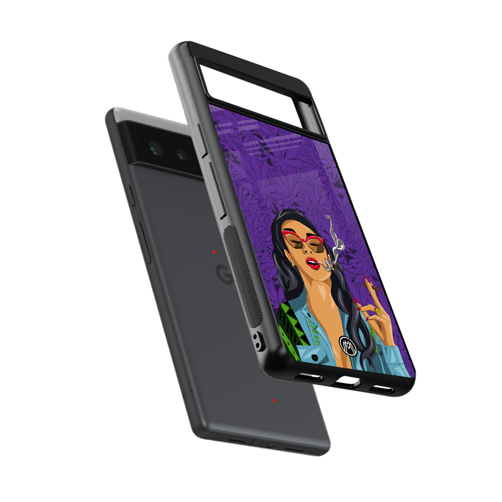 purple smoke back phone cover | glass case for google pixel 6