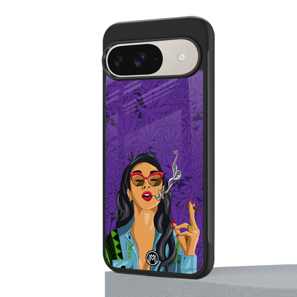 purple smoke back phone cover | glass case for google pixel 9