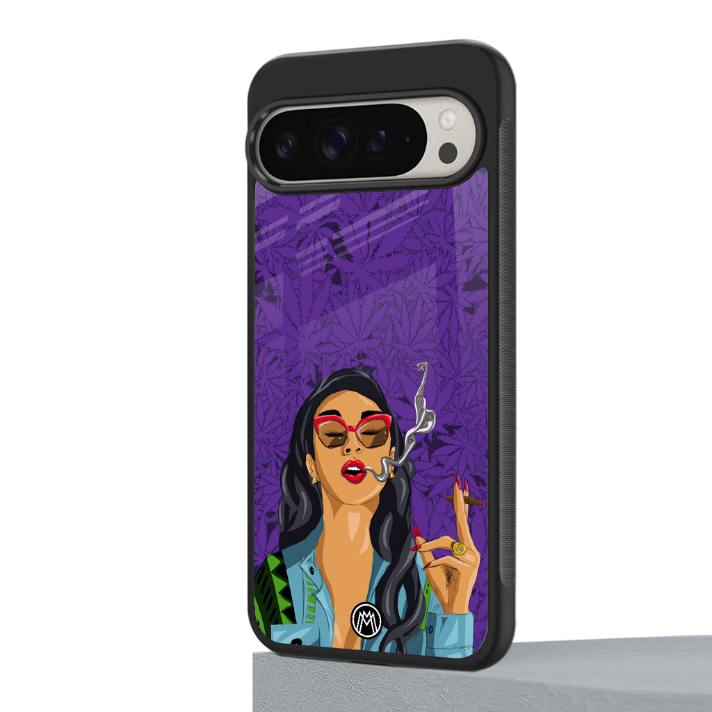 purple smoke back phone cover | glass case for google pixel 9 pro xl