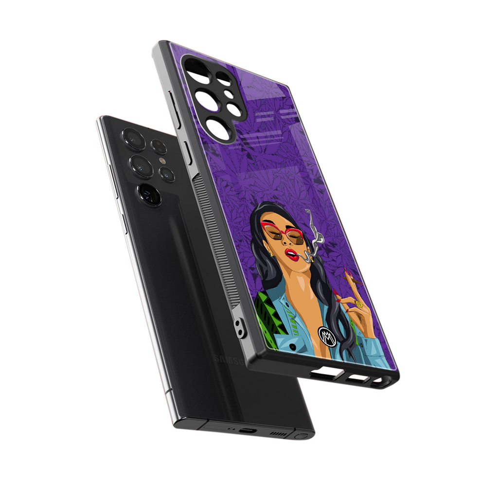 purple smoke back phone cover | glass case for samsung galaxy s23 ultra
