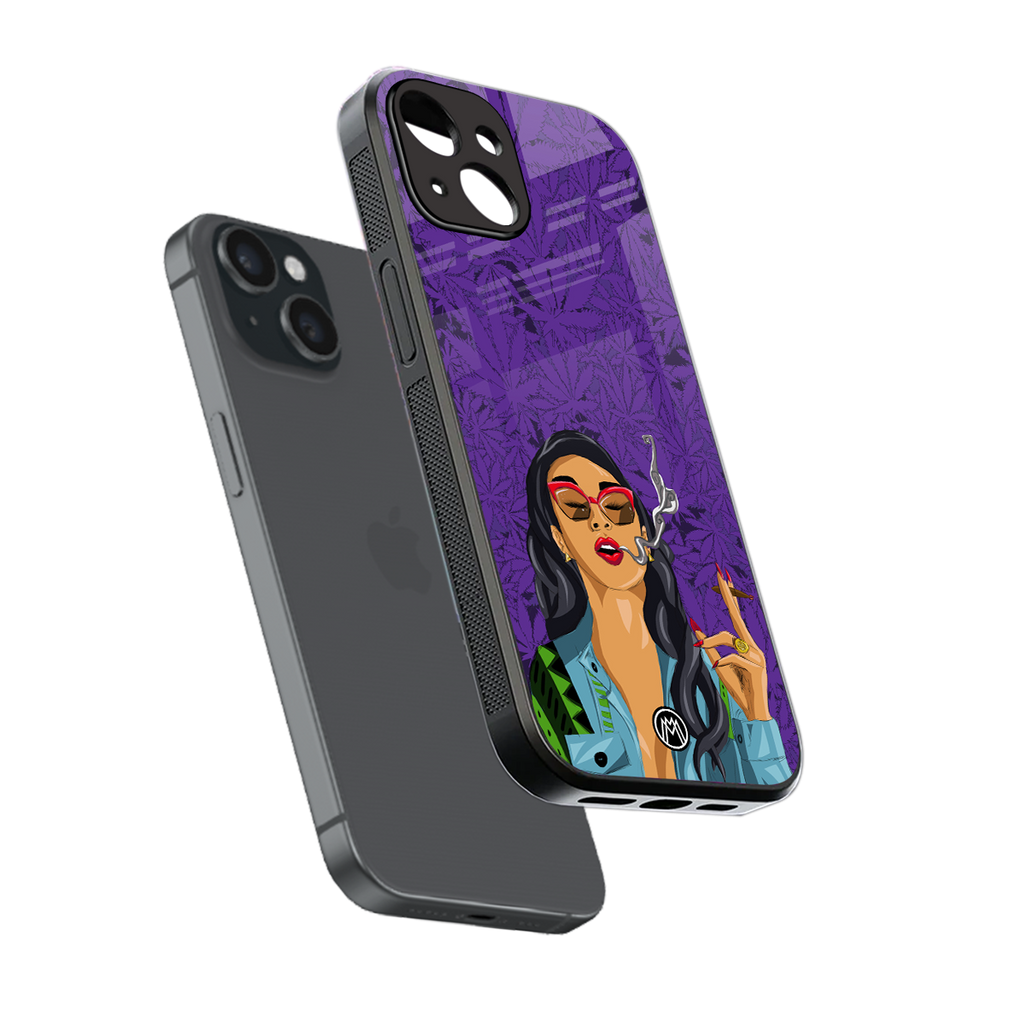 purple smoke back phone cover | glass case for iphone 15
