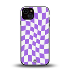purple white trippy check pattern back phone cover | glass case for iphone 13