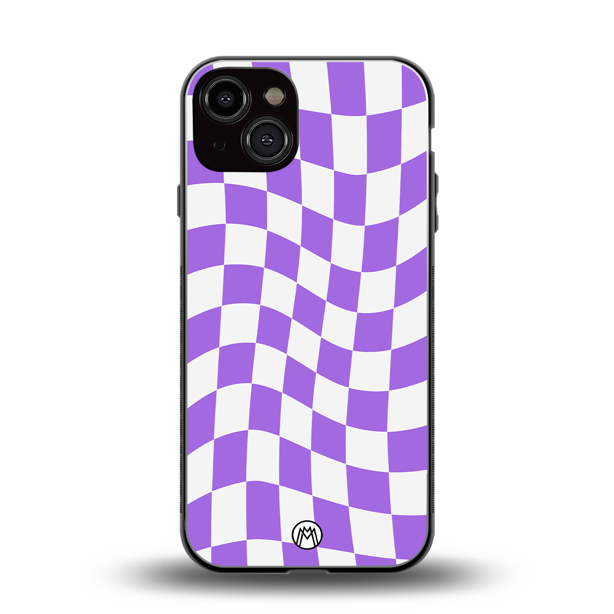 purple white trippy check pattern back phone cover | glass case for iphone 13