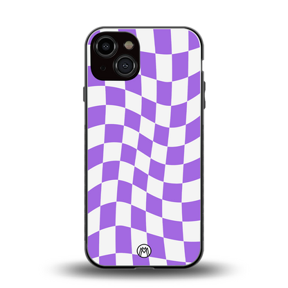 purple white trippy check pattern back phone cover | glass case for iphone 13