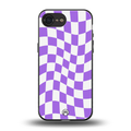 purple white trippy check pattern back phone cover | glass case for iphone 16e