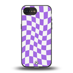 purple white trippy check pattern back phone cover | glass case for iphone 16e