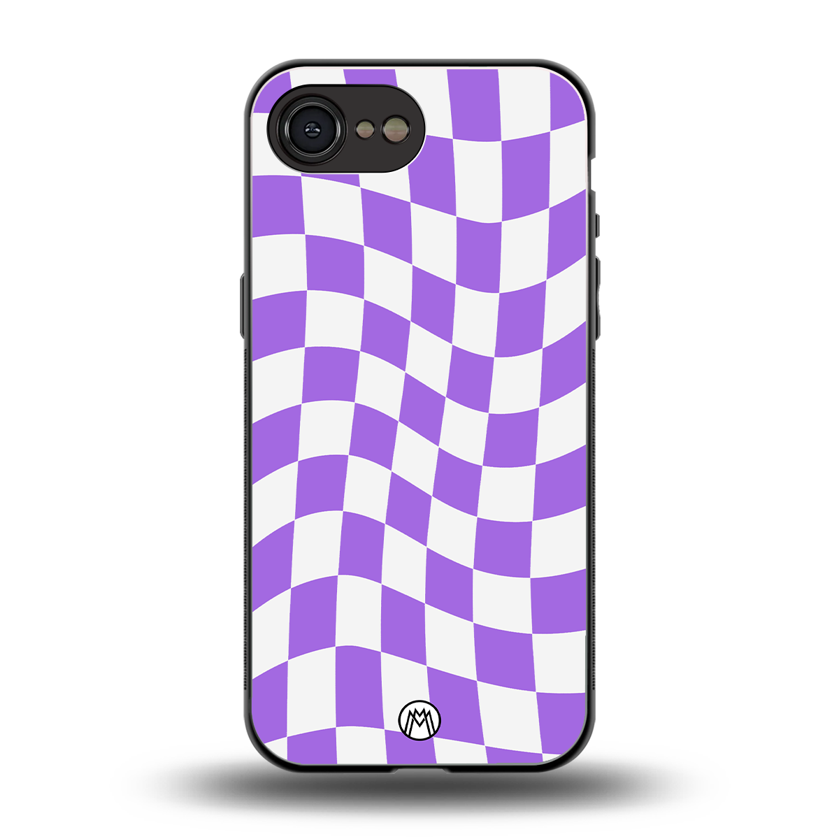 purple white trippy check pattern back phone cover | glass case for iphone 16e