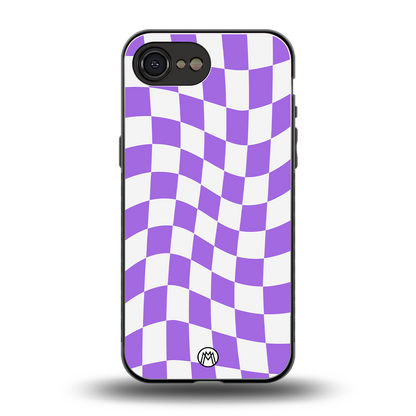 purple white trippy check pattern back phone cover | glass case for iphone 16e