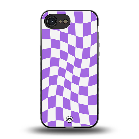 purple white trippy check pattern back phone cover | glass case for iphone 16e