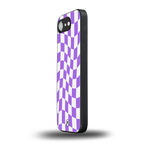 purple white trippy check pattern back phone cover | glass case for iphone 16e