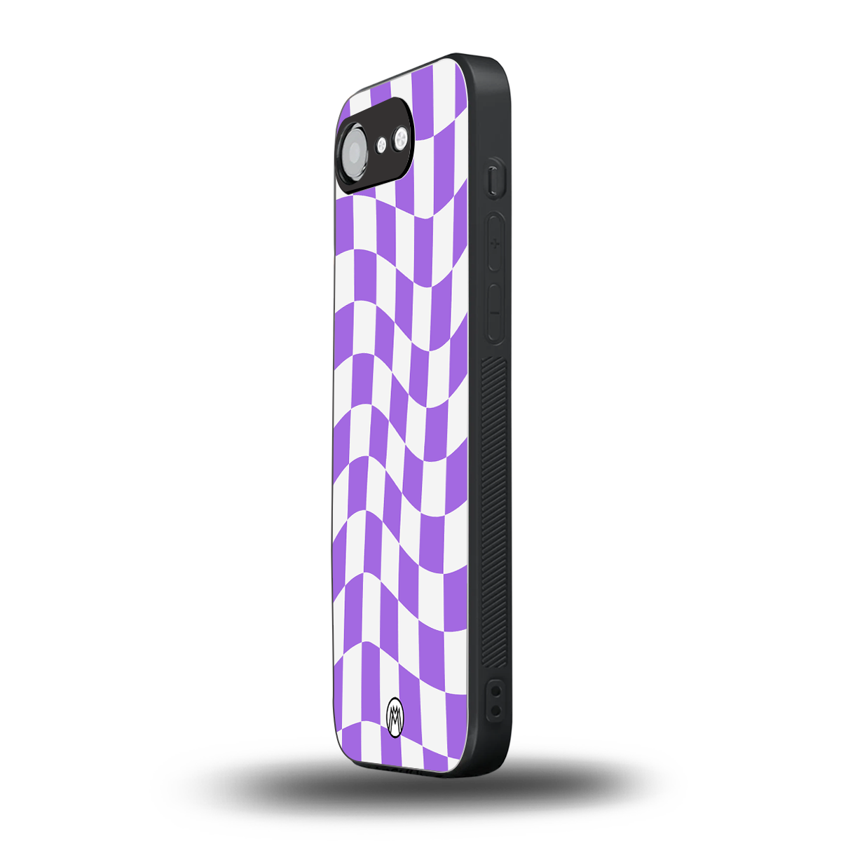 purple white trippy check pattern back phone cover | glass case for iphone 16e