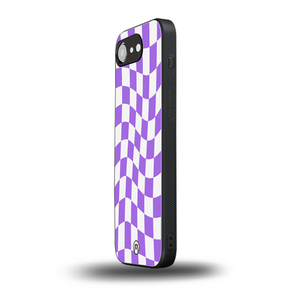 purple white trippy check pattern back phone cover | glass case for iphone 16e