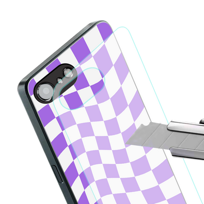 purple white trippy check pattern back phone cover | glass case for iphone 16e