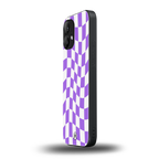 purple white trippy check pattern back phone cover | glass case for nothing phone 2