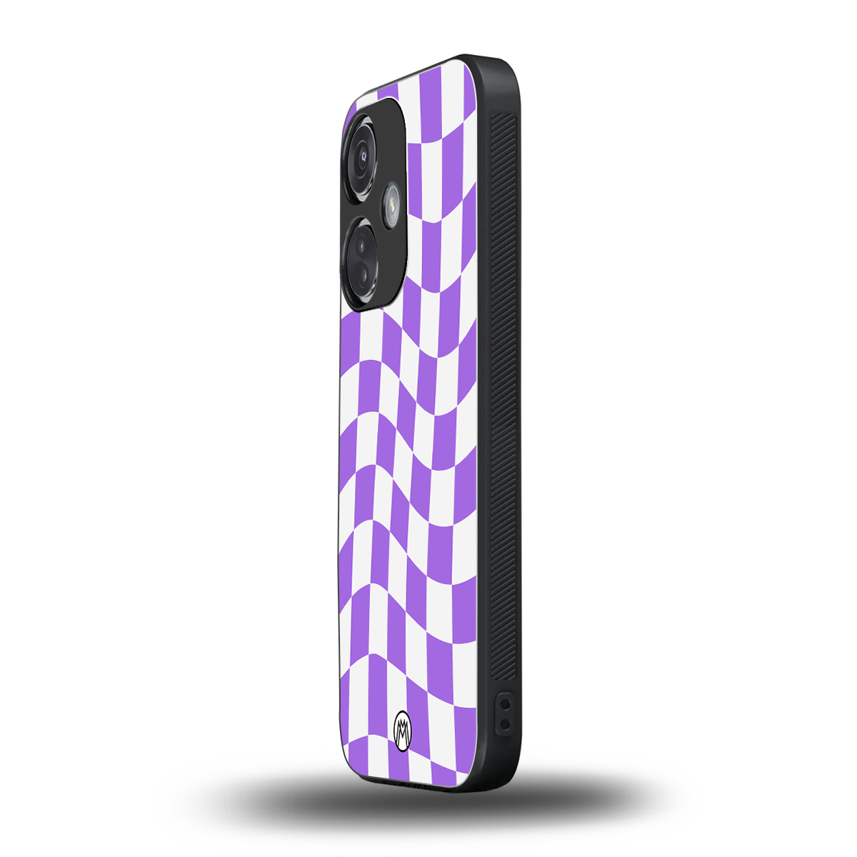 purple white trippy check pattern back phone cover | glass case for oneplus nord ce 3