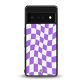 purple white trippy check pattern back phone cover | glass case for google pixel 6 pro