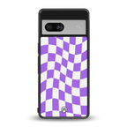 purple white trippy check pattern back phone cover | glass case for Google Pixel 7