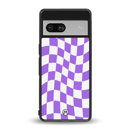 purple white trippy check pattern back phone cover | glass case for Google Pixel 7