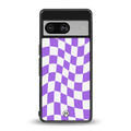 purple white trippy check pattern back phone cover | glass case for Google Pixel 8