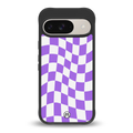 purple white trippy check pattern back phone cover | glass case for google pixel 9