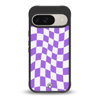 purple white trippy check pattern back phone cover | glass case for google pixel 9