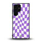 purple white trippy check pattern back phone cover | glass case for samsung galaxy s23 ultra