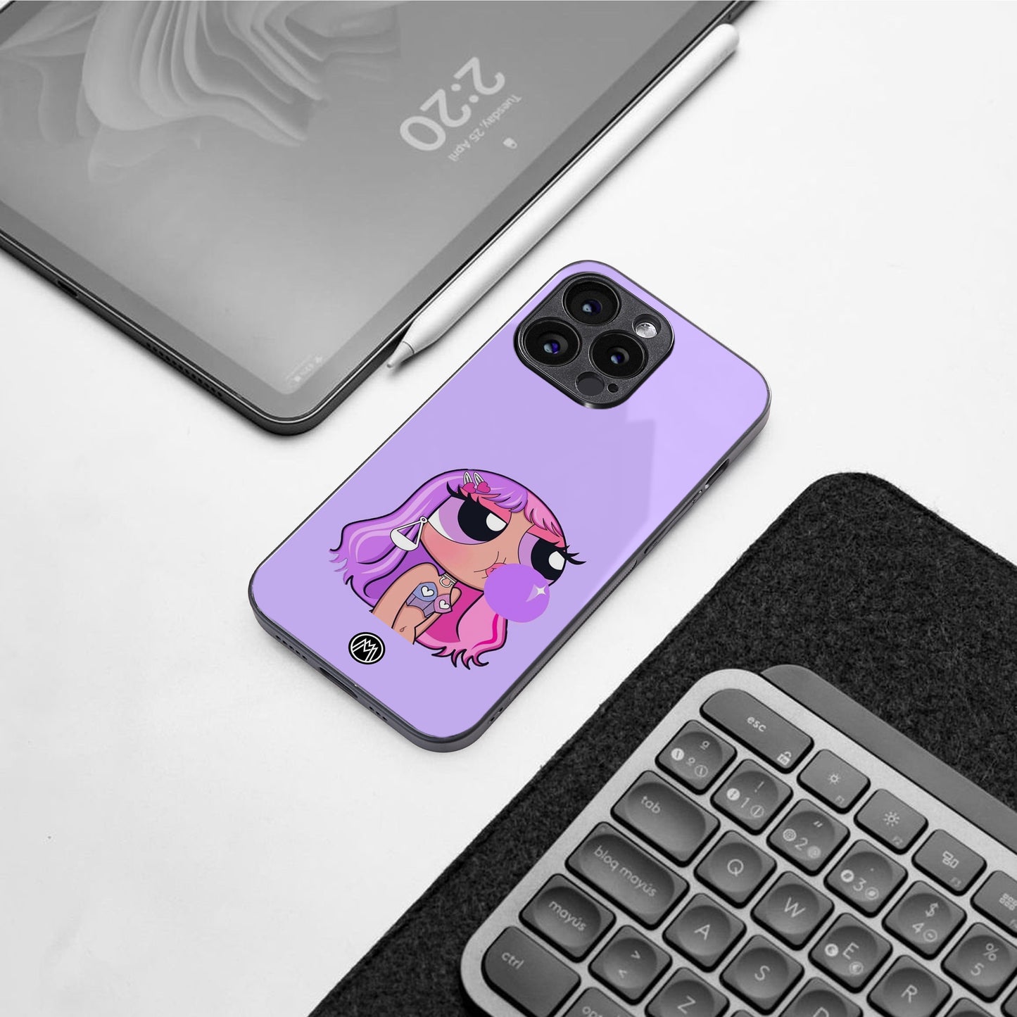 purple chic powerpuff girls back phone cover | glass case for google pixel 8 pro