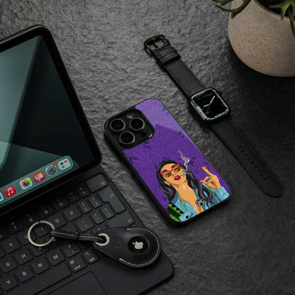 purple smoke back phone cover | glass case for iphone 14 pro max