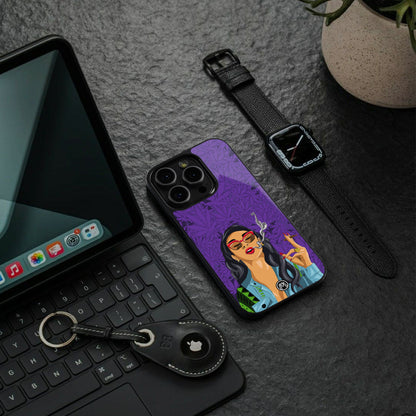 purple smoke back phone cover | glass case for iphone 15 pro