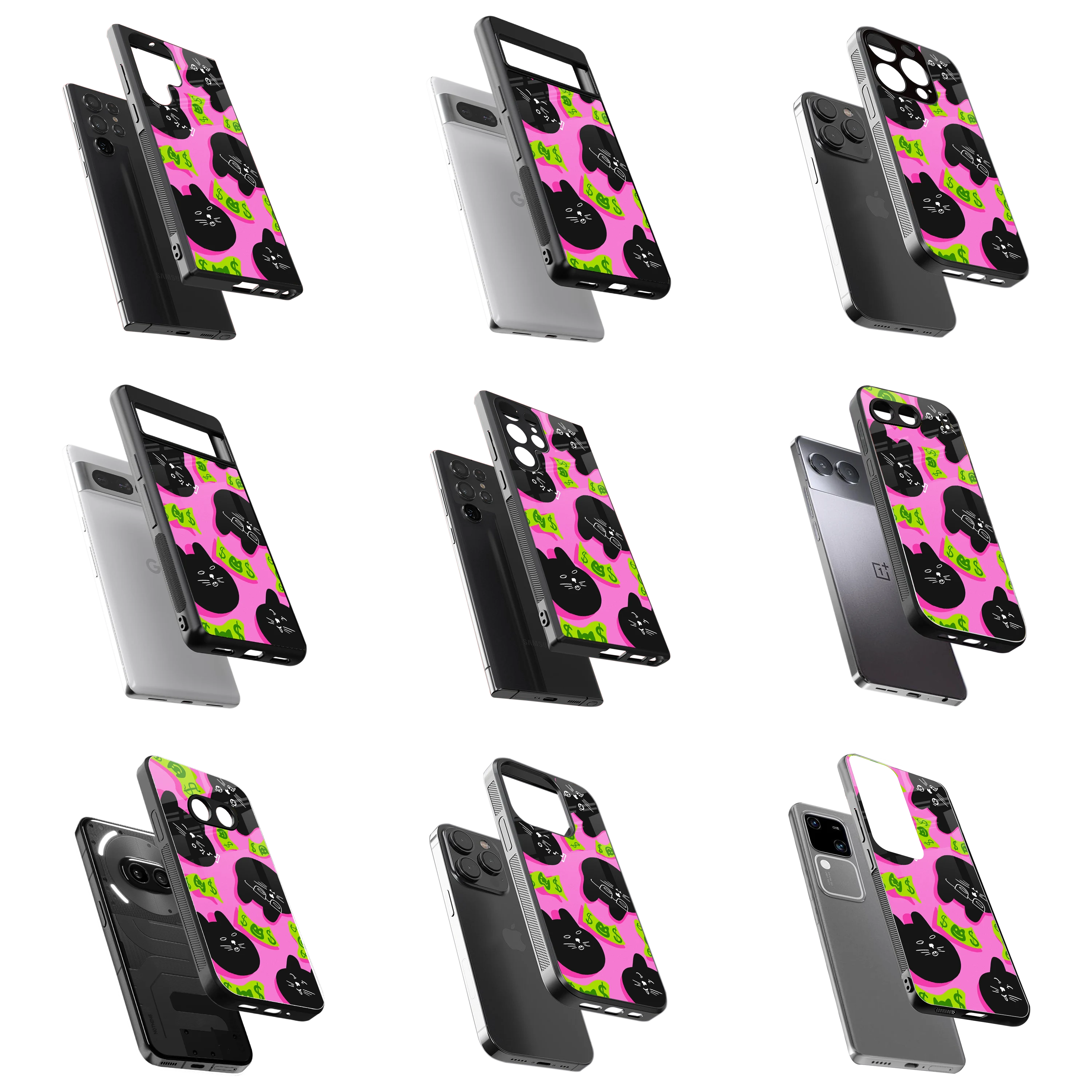 Durable Glass Back Mobile Case for iPhone, Samsung, OnePlus, Google Pixel, Redmi, Vivo, Oppo