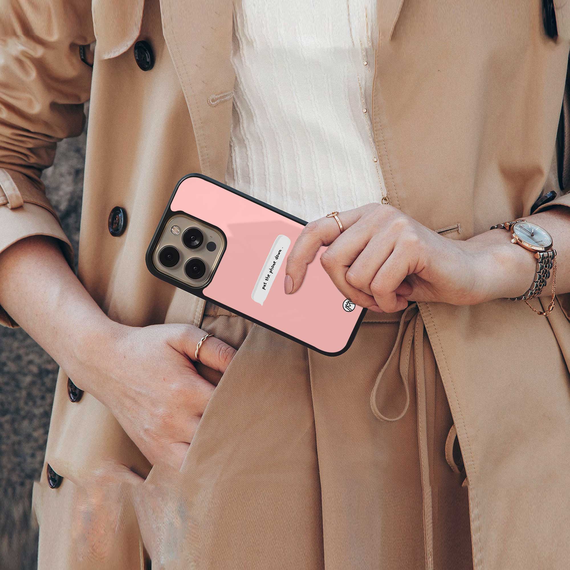 put the phone down back phone cover | glass case for iphone 14 pro max