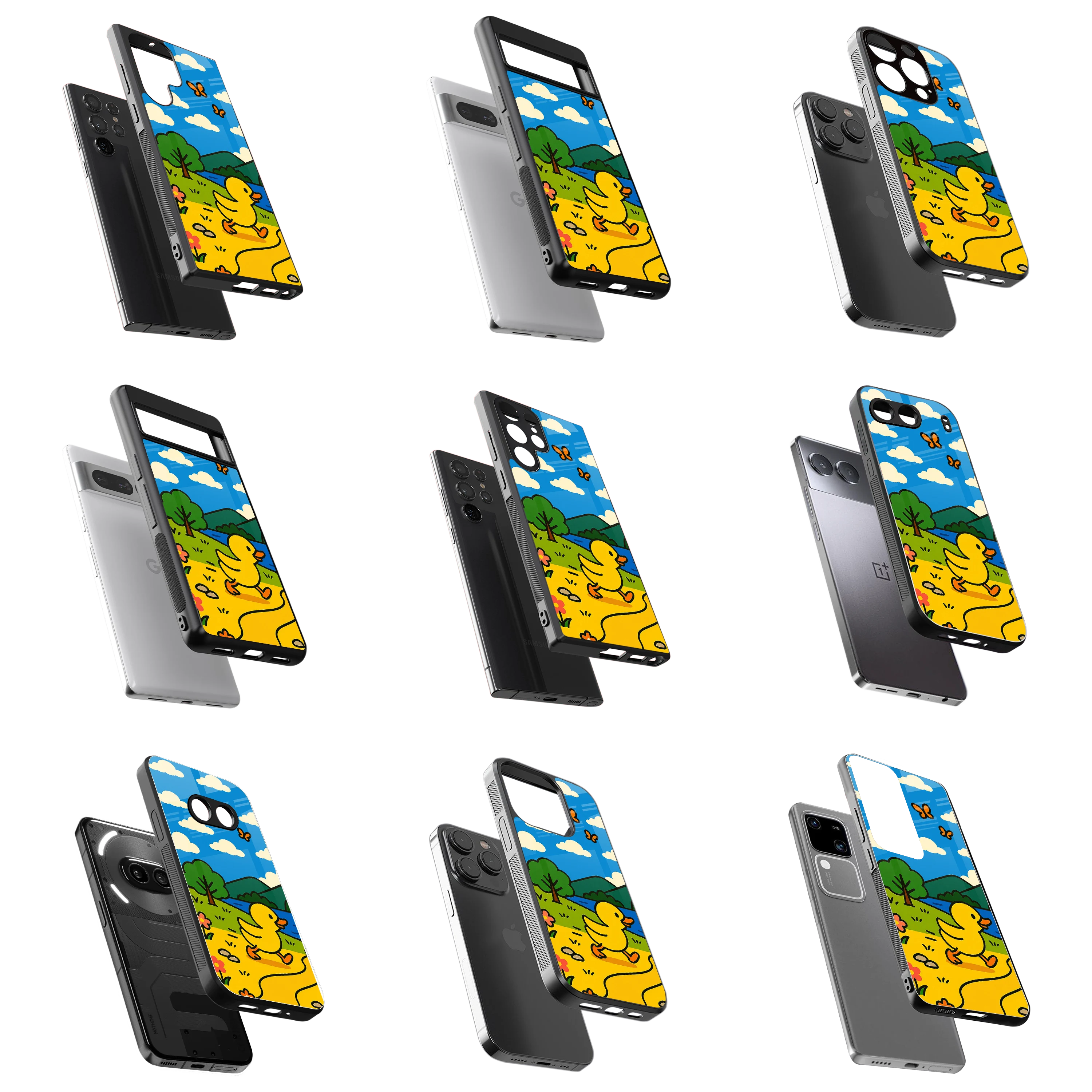 Durable Glass Back Mobile Case for iPhone, Samsung, OnePlus, Google Pixel, Redmi, Vivo, Oppo