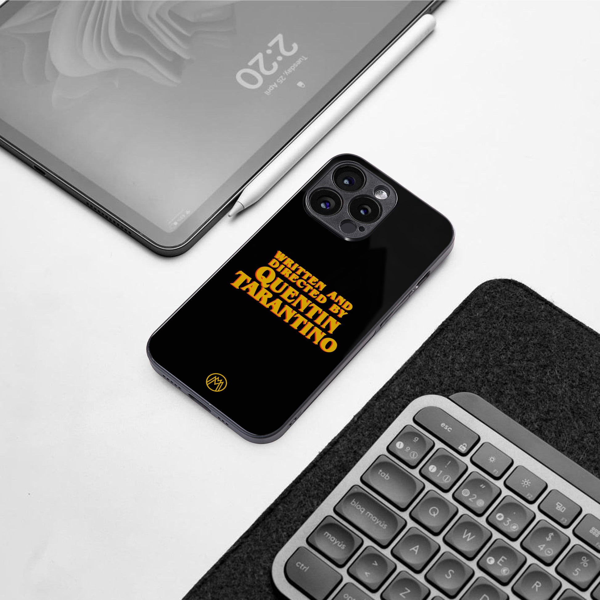 quentin tarantino back phone cover | glass case for iphone 16 pro max