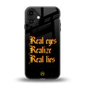 real eyes realize real lies quote back phone cover | glass case for iphone 16 plus