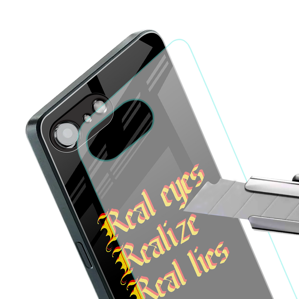 real eyes realize real lies quote back phone cover | glass case for iphone 16e