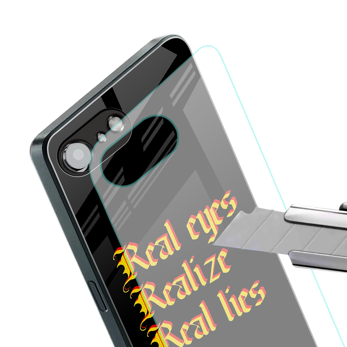 real eyes realize real lies quote back phone cover | glass case for iphone 16e