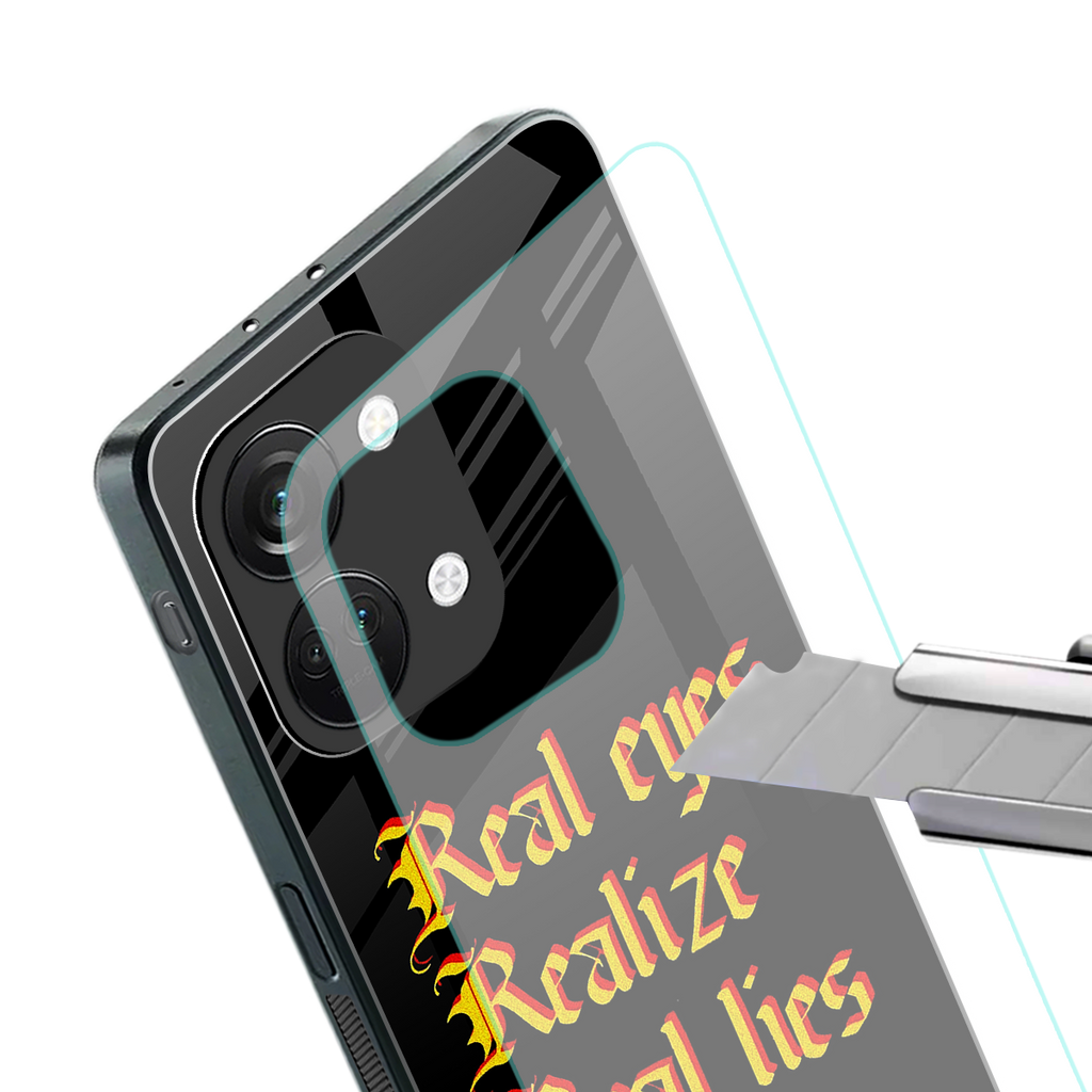 real eyes realize real lies quote back phone cover | glass case for oneplus nord 3