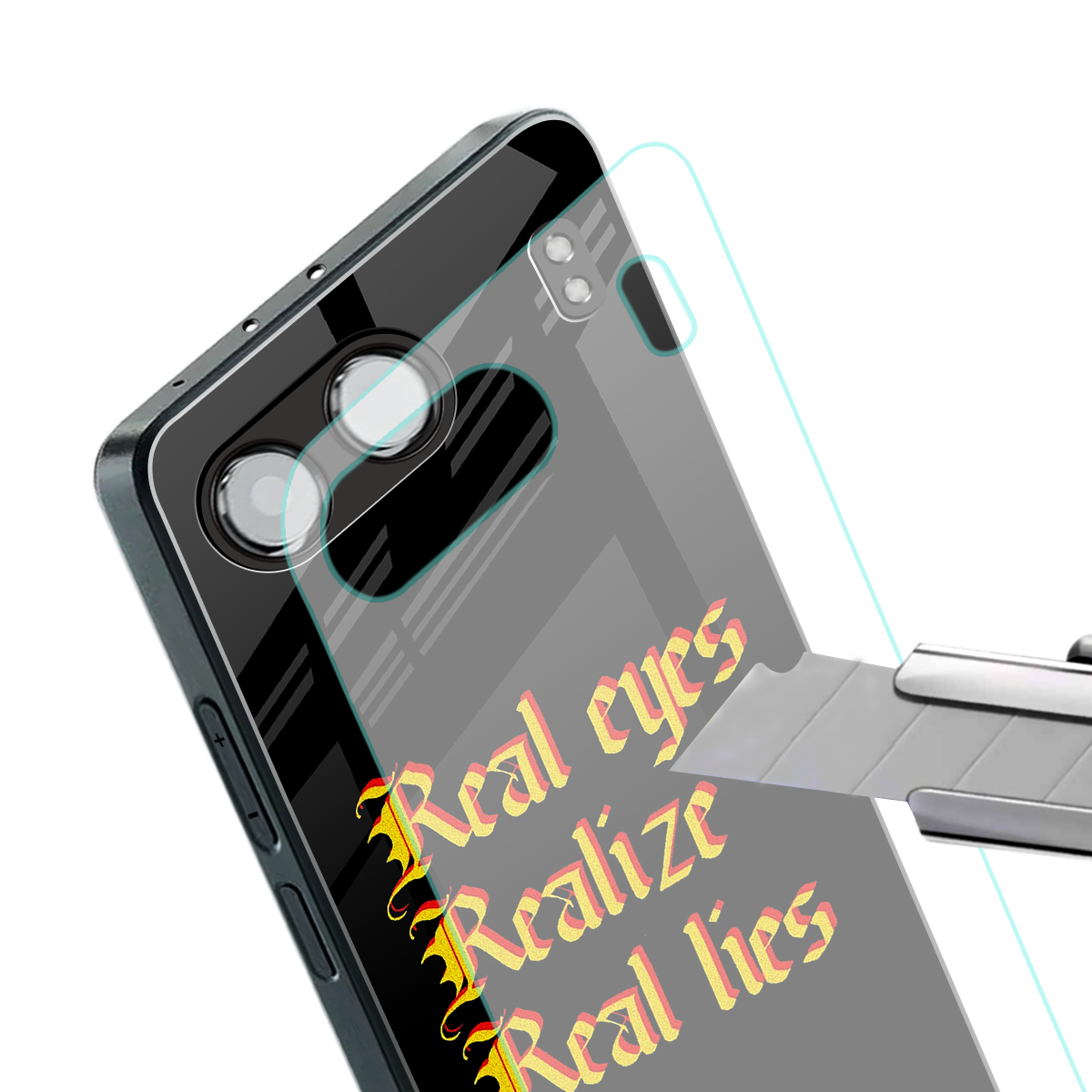 real eyes realize real lies quote back phone cover | glass case for oneplus nord 4