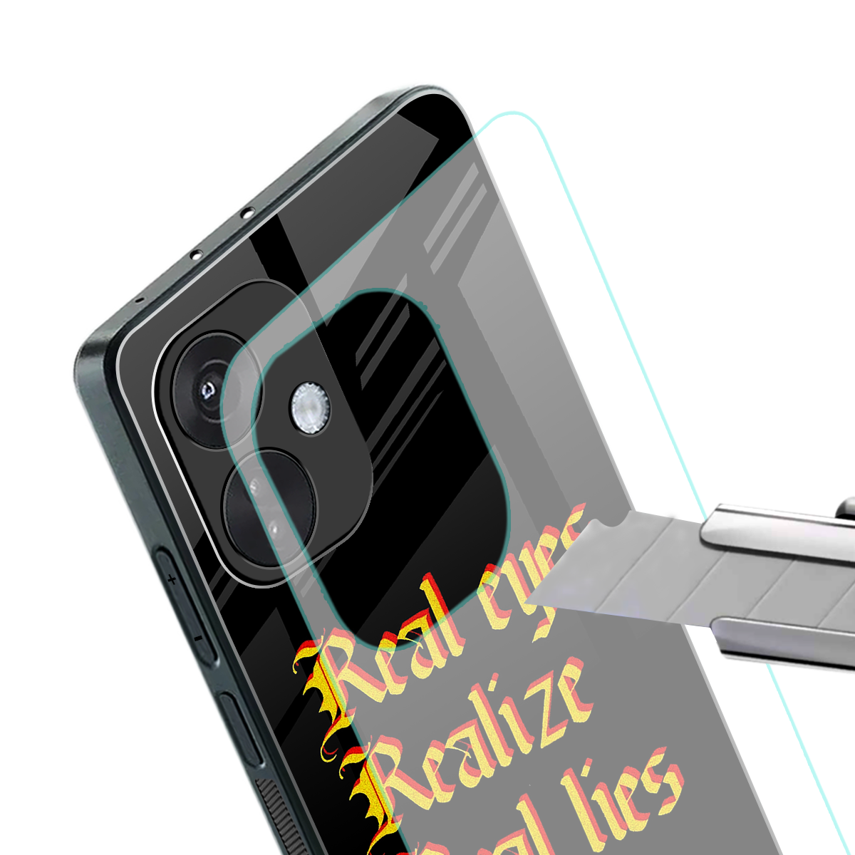 real eyes realize real lies quote back phone cover | glass case for oneplus nord ce 3