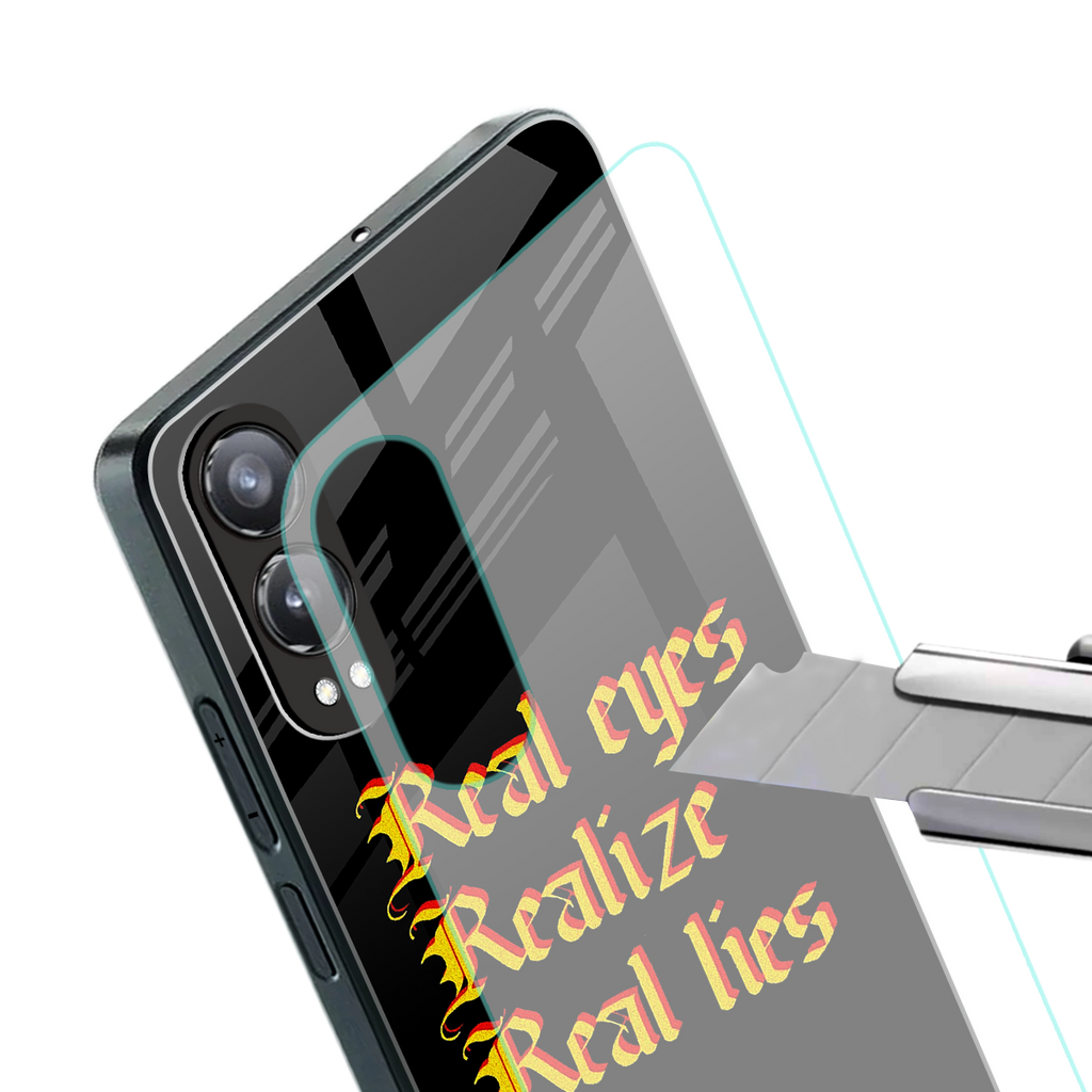 real eyes realize real lies quote back phone cover | glass case for oneplus nord ce 4 lite