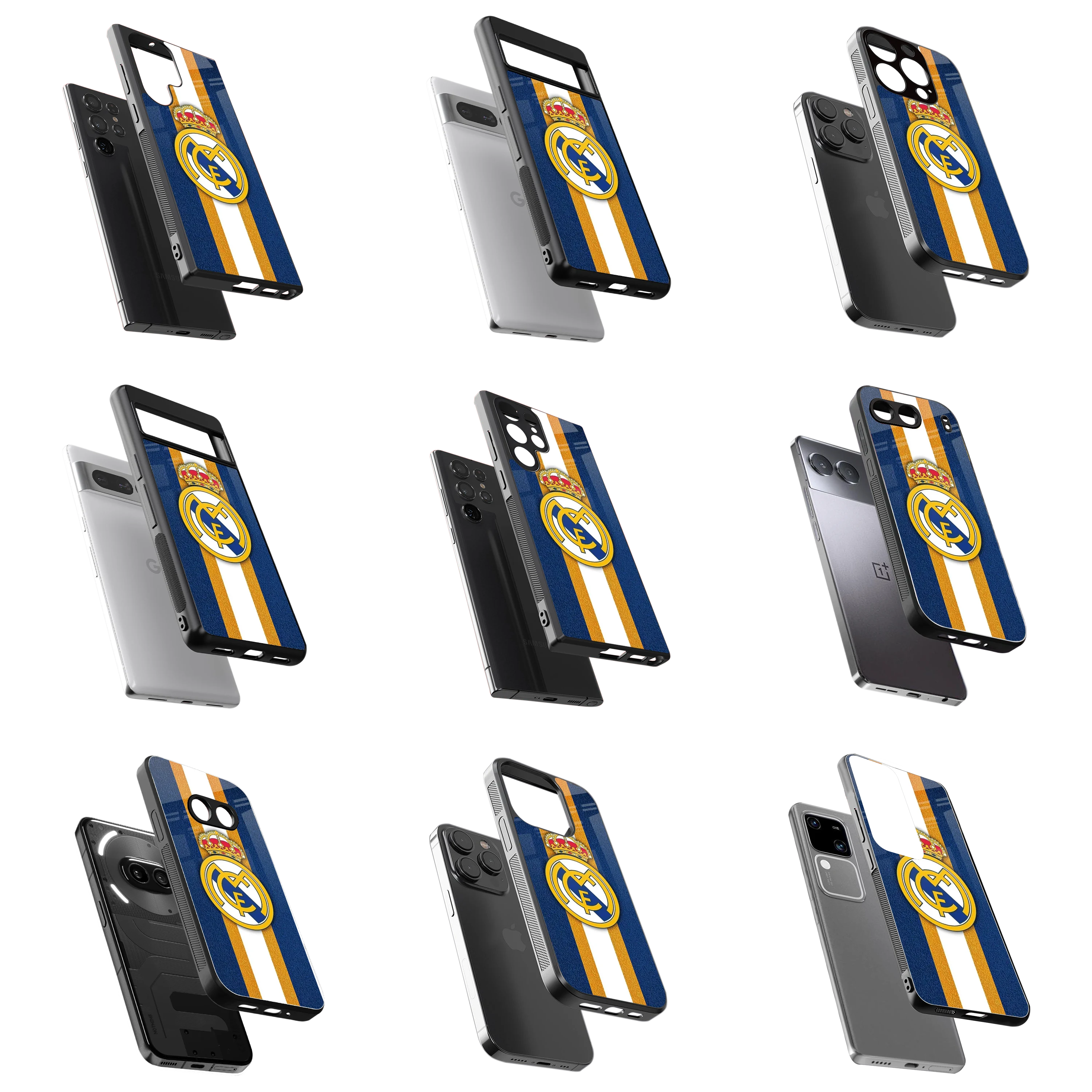 Durable Glass Back Mobile Case for iPhone, Samsung, OnePlus, Google Pixel, Redmi, Vivo, Oppo