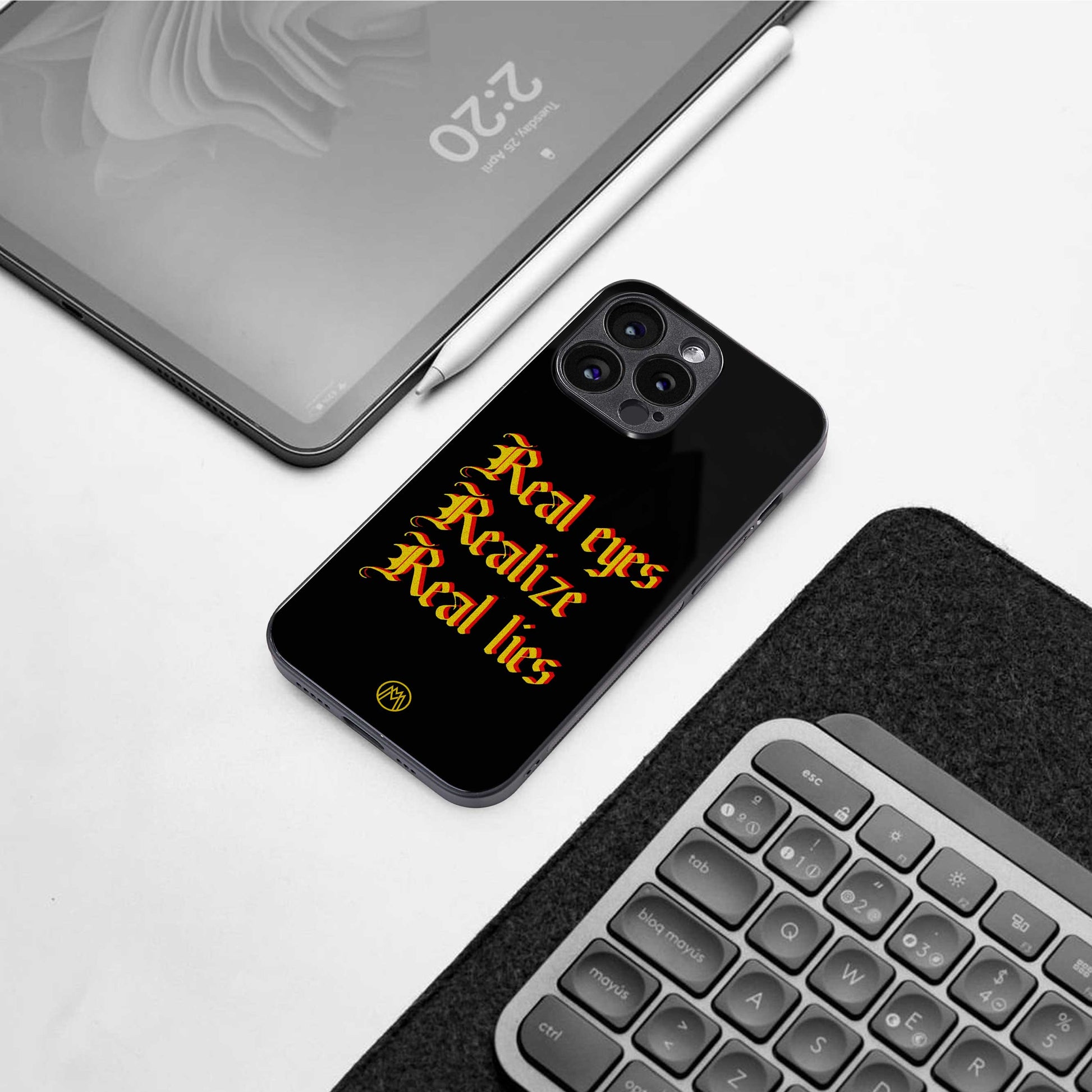 real eyes realize real lies quote back phone cover | glass case for iphone 13 pro max