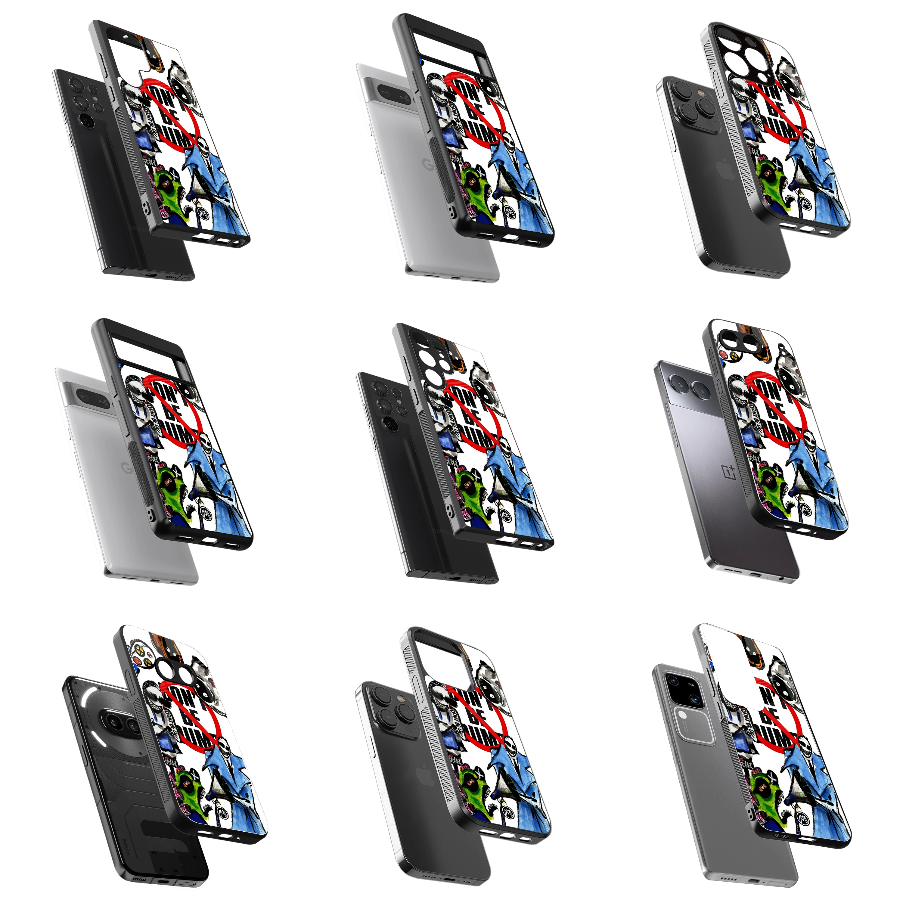 Durable Glass Back Mobile Case for iPhone, Samsung, OnePlus, Google Pixel, Redmi, Vivo, Oppo