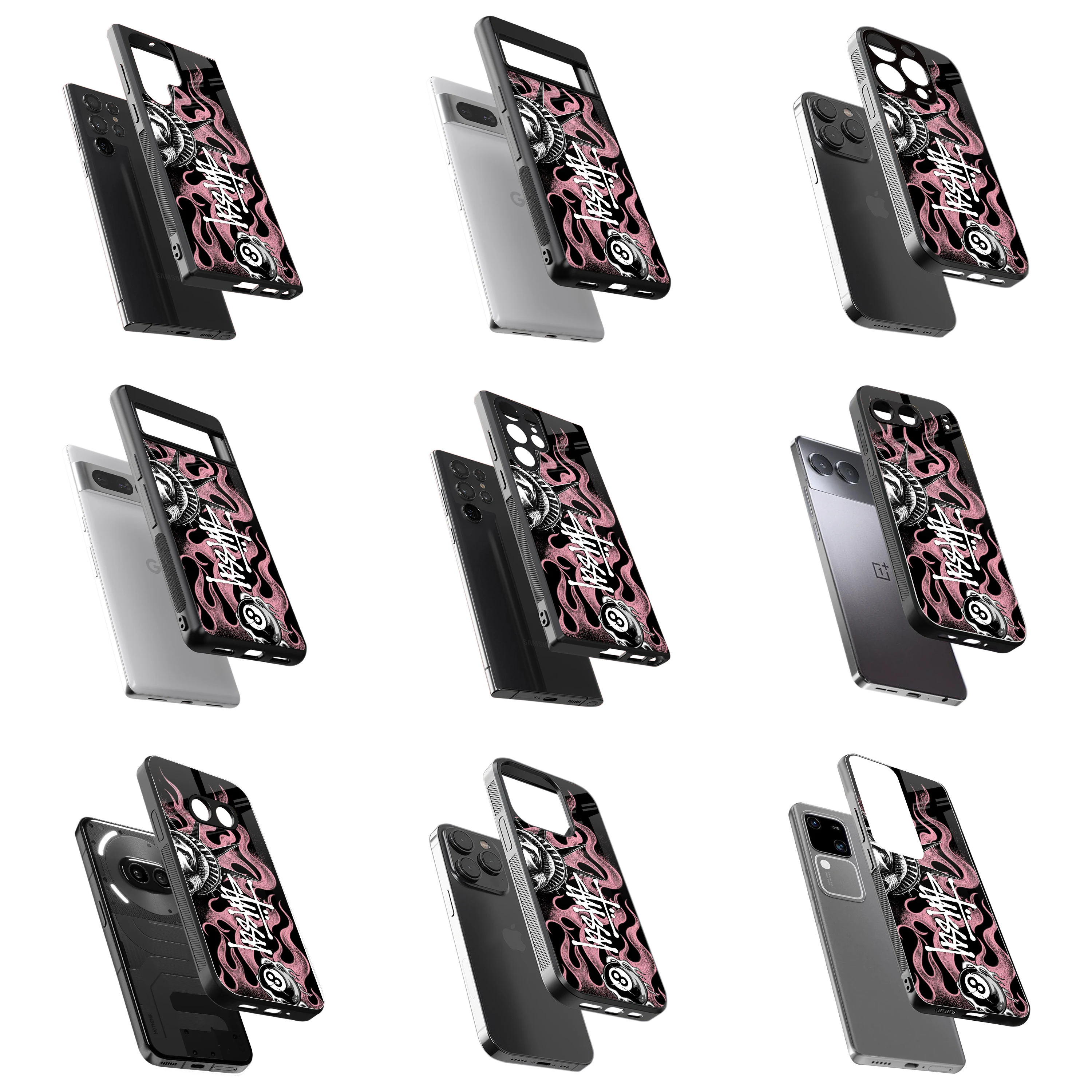 Durable Glass Back Mobile Case for iPhone, Samsung, OnePlus, Google Pixel, Redmi, Vivo, Oppo