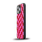 red pink trippy check pattern back phone cover | glass case for iphone 13 pro
