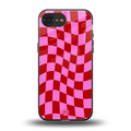 red pink trippy check pattern back phone cover | glass case for iphone 16e