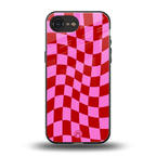 red pink trippy check pattern back phone cover | glass case for iphone 16e